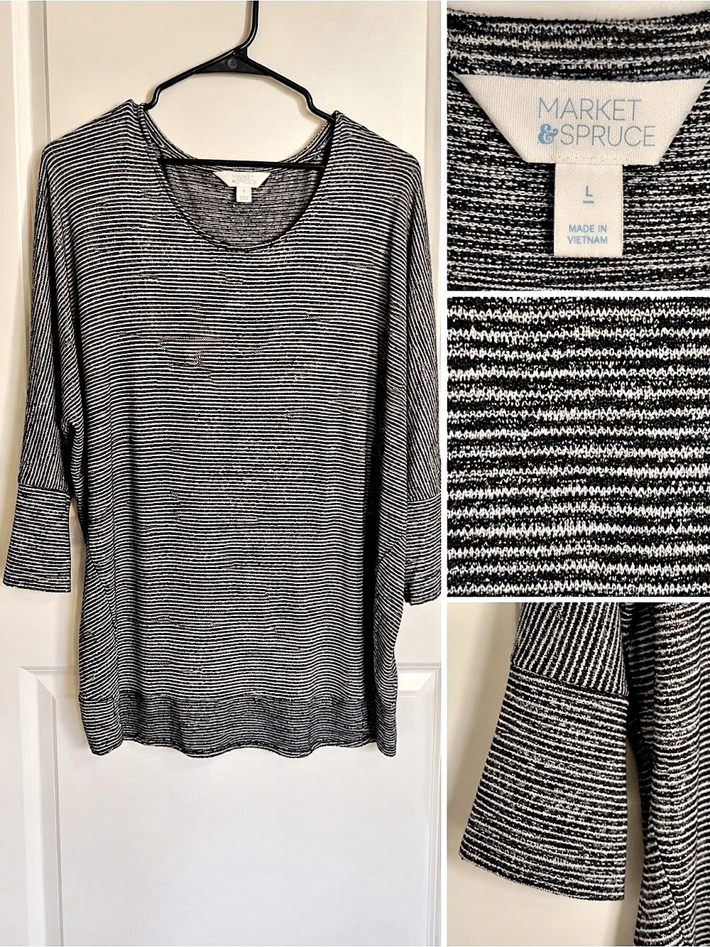 Market & Spruce Women's Striped Long Sleeve Top Size Large